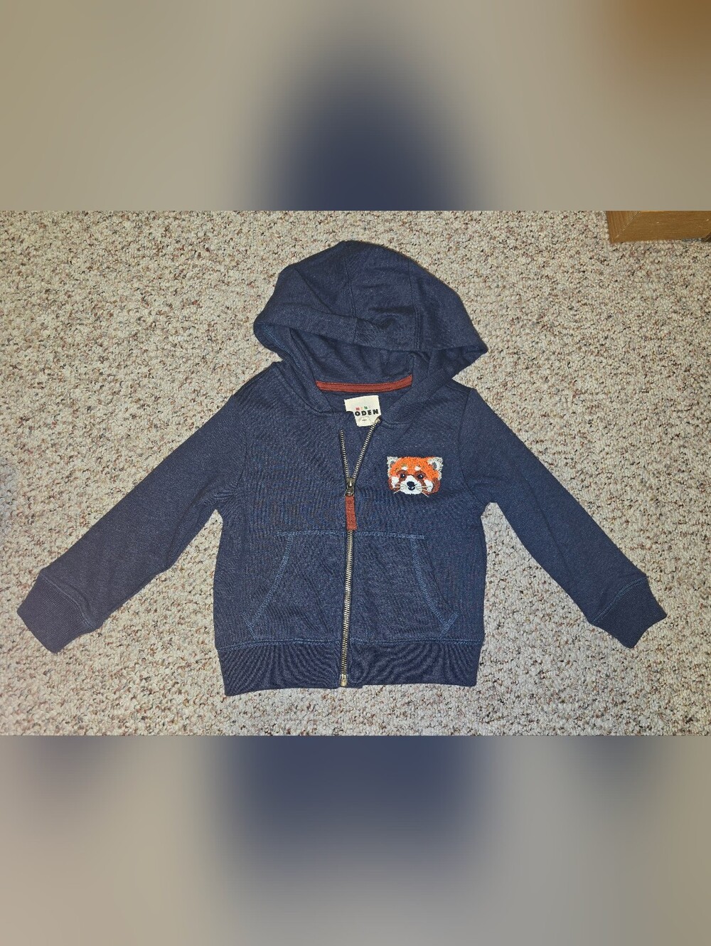 Mini Boden Red Panda Zip-Up Hoodie (Size 2-3Y)